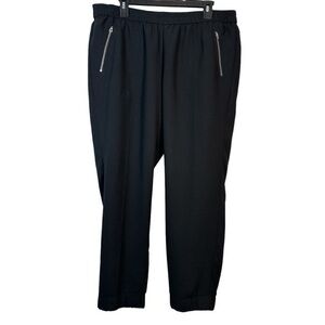 J Crew Black Casual Pant Joggers Gold Hardware Zippers Back Pockets Size 14 EUC